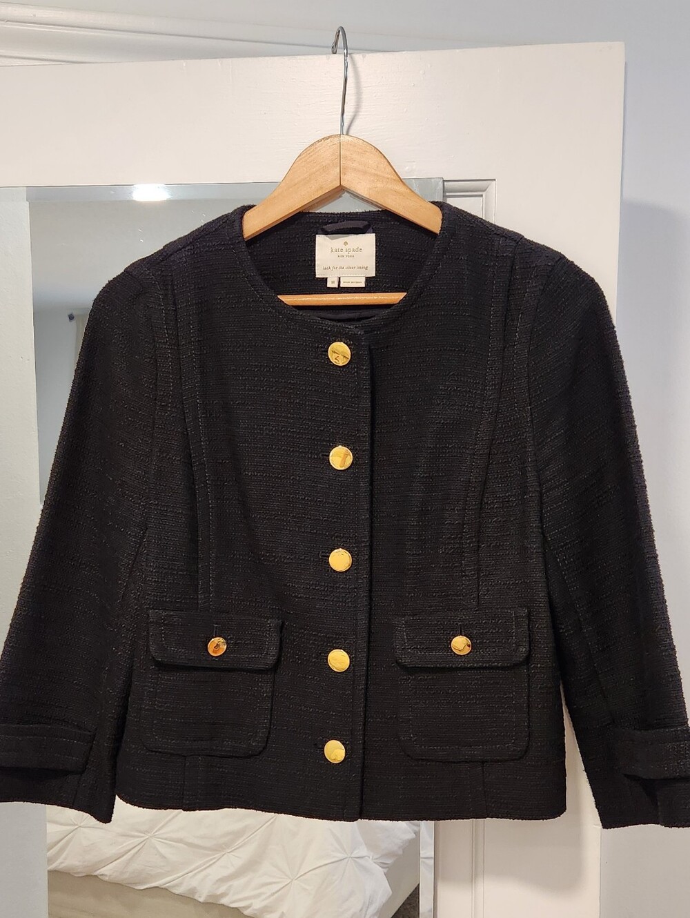 Kate Spade New York Textured Jacket Black Size M - Picture 1 of 9
